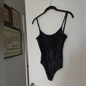 Vintage Thong Black Velvet Body Suit